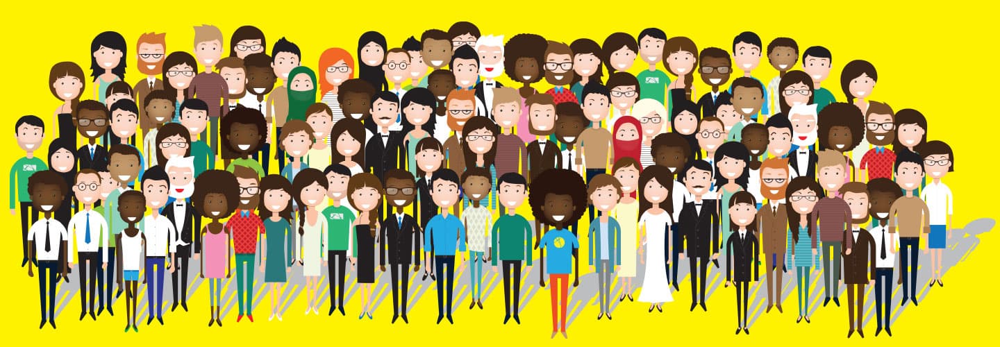 Illustration of a diverse group of people